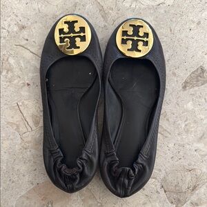 Tory Burch Black Leather Ballet Flats
